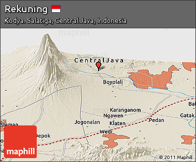 Shaded Relief Panoramic Map of Rekuning