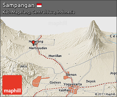 Shaded Relief Panoramic Map of Sampangan
