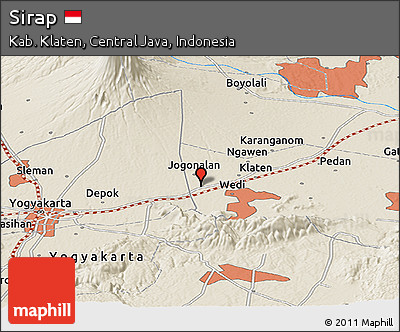 Shaded Relief Panoramic Map of Sirap