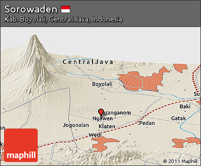 Shaded Relief Panoramic Map of Sorowaden