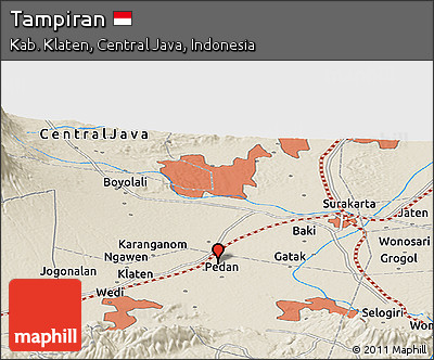 Shaded Relief Panoramic Map of Tampiran