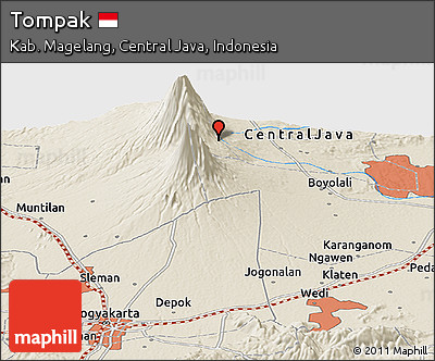 Shaded Relief Panoramic Map of Tompak