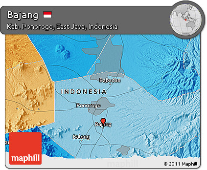 Political 3D Map of Bajang
