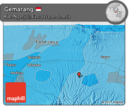 Political 3D Map of Gemarang