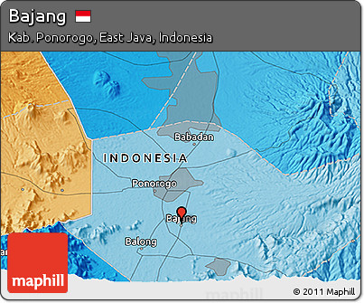 Political 3D Map of Bajang