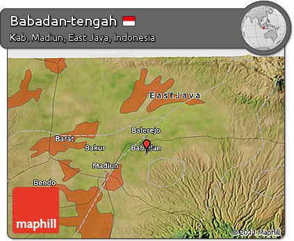 Satellite 3D Map of Babadan-tengah