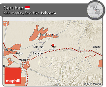 Shaded Relief 3D Map of Caruban
