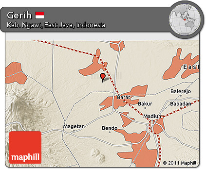 Shaded Relief 3D Map of Gerih