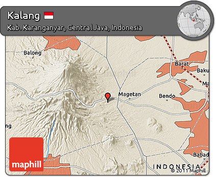 Shaded Relief 3D Map of Kalang