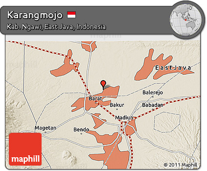Shaded Relief 3D Map of Karangmojo