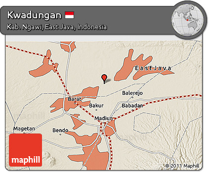Shaded Relief 3D Map of Kwadungan