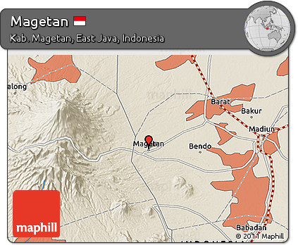 Shaded Relief 3D Map of Magetan