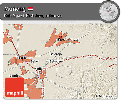 Shaded Relief 3D Map of Muneng