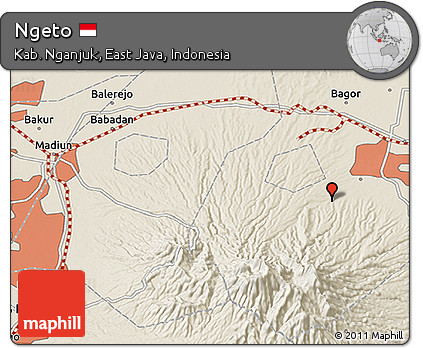 Shaded Relief 3D Map of Ngeto