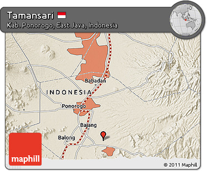 Shaded Relief 3D Map of Tamansari