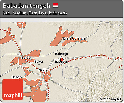 Shaded Relief 3D Map of Babadan-tengah