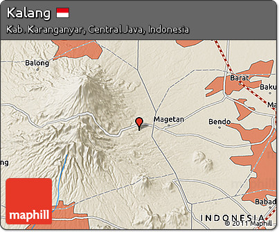 Shaded Relief 3D Map of Kalang