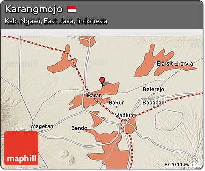 Shaded Relief 3D Map of Karangmojo