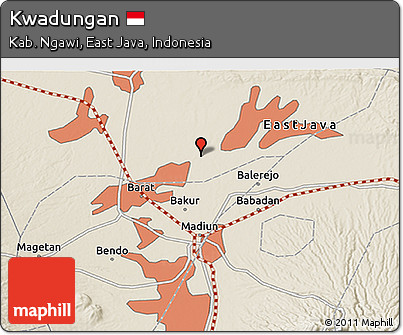 Shaded Relief 3D Map of Kwadungan