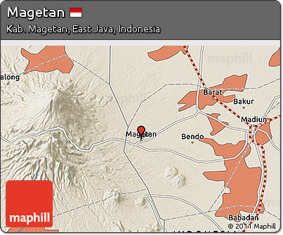 Shaded Relief 3D Map of Magetan