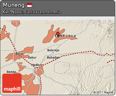 Shaded Relief 3D Map of Muneng