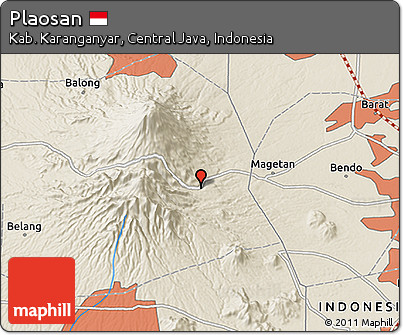 Shaded Relief 3D Map of Plaosan