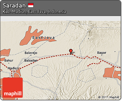 Shaded Relief 3D Map of Saradan