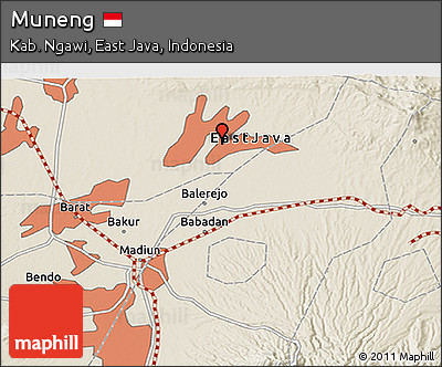 Shaded Relief 3D Map of Muneng
