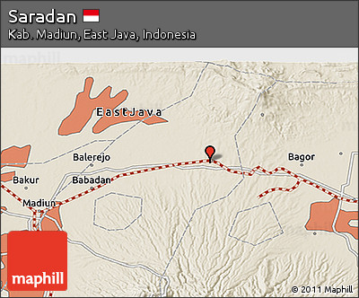 Shaded Relief 3D Map of Saradan