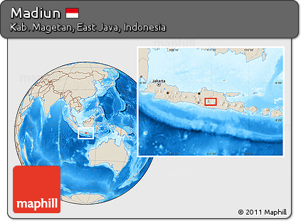 Shaded Relief Location Map of Madiun