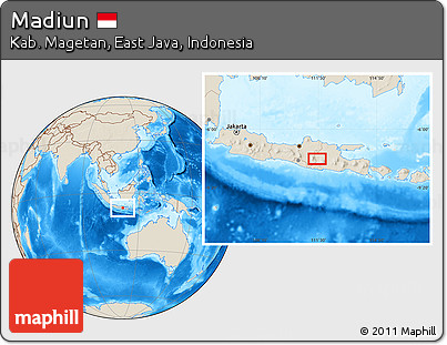 Shaded Relief Location Map of Madiun