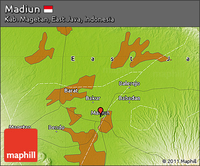 Physical Map of Madiun