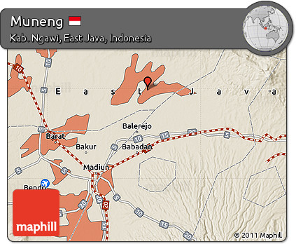 Shaded Relief Map of Muneng