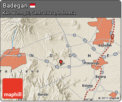 Shaded Relief Map of Badegan