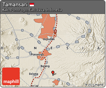 Shaded Relief Map of Tamansari