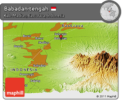 Physical Panoramic Map of Babadan-tengah