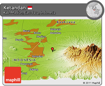 Physical Panoramic Map of Ketandan