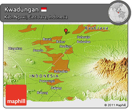 Physical Panoramic Map of Kwadungan