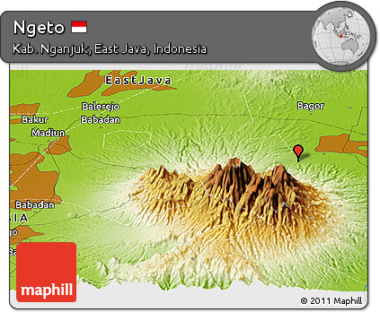 Physical Panoramic Map of Ngeto