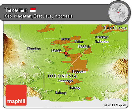 Physical Panoramic Map of Takeran