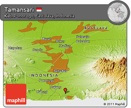 Physical Panoramic Map of Tamansari