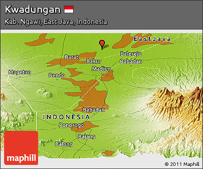 Physical Panoramic Map of Kwadungan