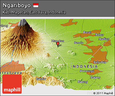 Physical Panoramic Map of Ngariboyo