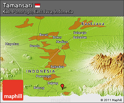 Physical Panoramic Map of Tamansari