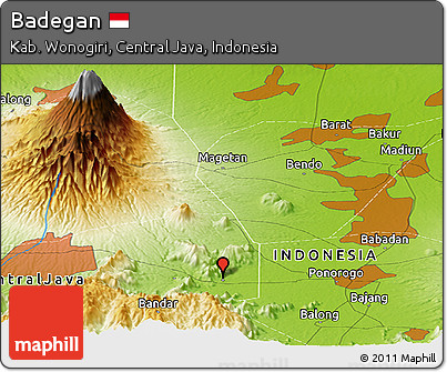 Physical Panoramic Map of Badegan