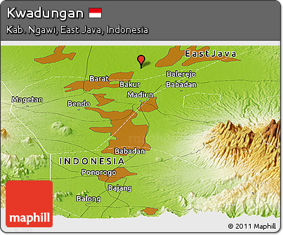 Physical Panoramic Map of Kwadungan