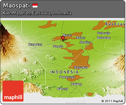 Physical Panoramic Map of Maospati