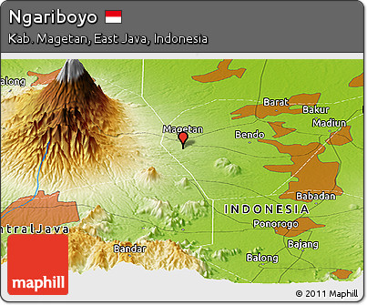 Physical Panoramic Map of Ngariboyo