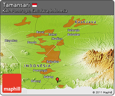 Physical Panoramic Map of Tamansari
