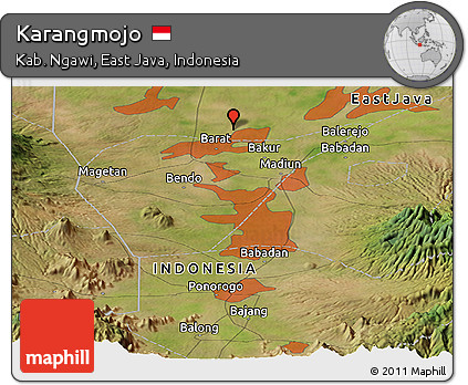 Satellite Panoramic Map of Karangmojo